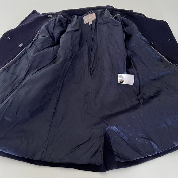 Banana Republic Navy/ Gold Button Wool Lined Winter Pea Coat- 12 - Picture 8 of 11